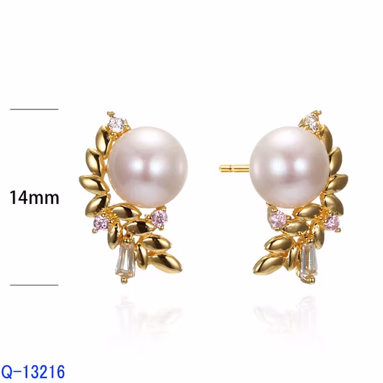 여성을위한 925 스털링 실버 패션 황동 구리 주얼리 담수 진주 CZ 매달려 드롭 귀걸이