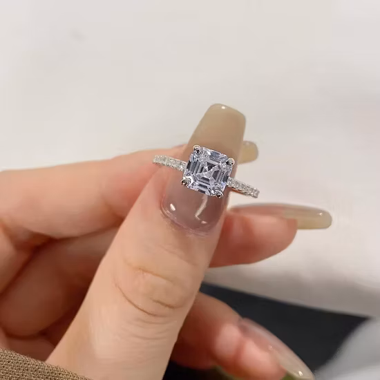 S925 스털링 실버 다이아몬드 8A CZ 큐빅 지르콘 약혼 반지 실버